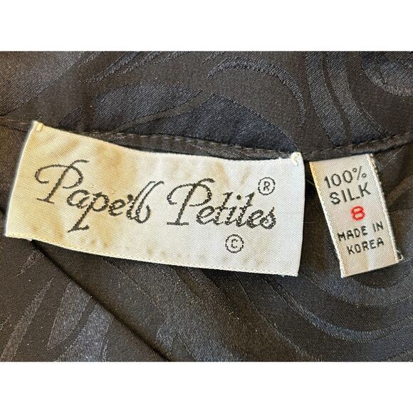 Papell Petites 100% Silk Jacket Women's Sz 8 Black/Gold Padded Retro Y2K VTG - Picture 8 of 9